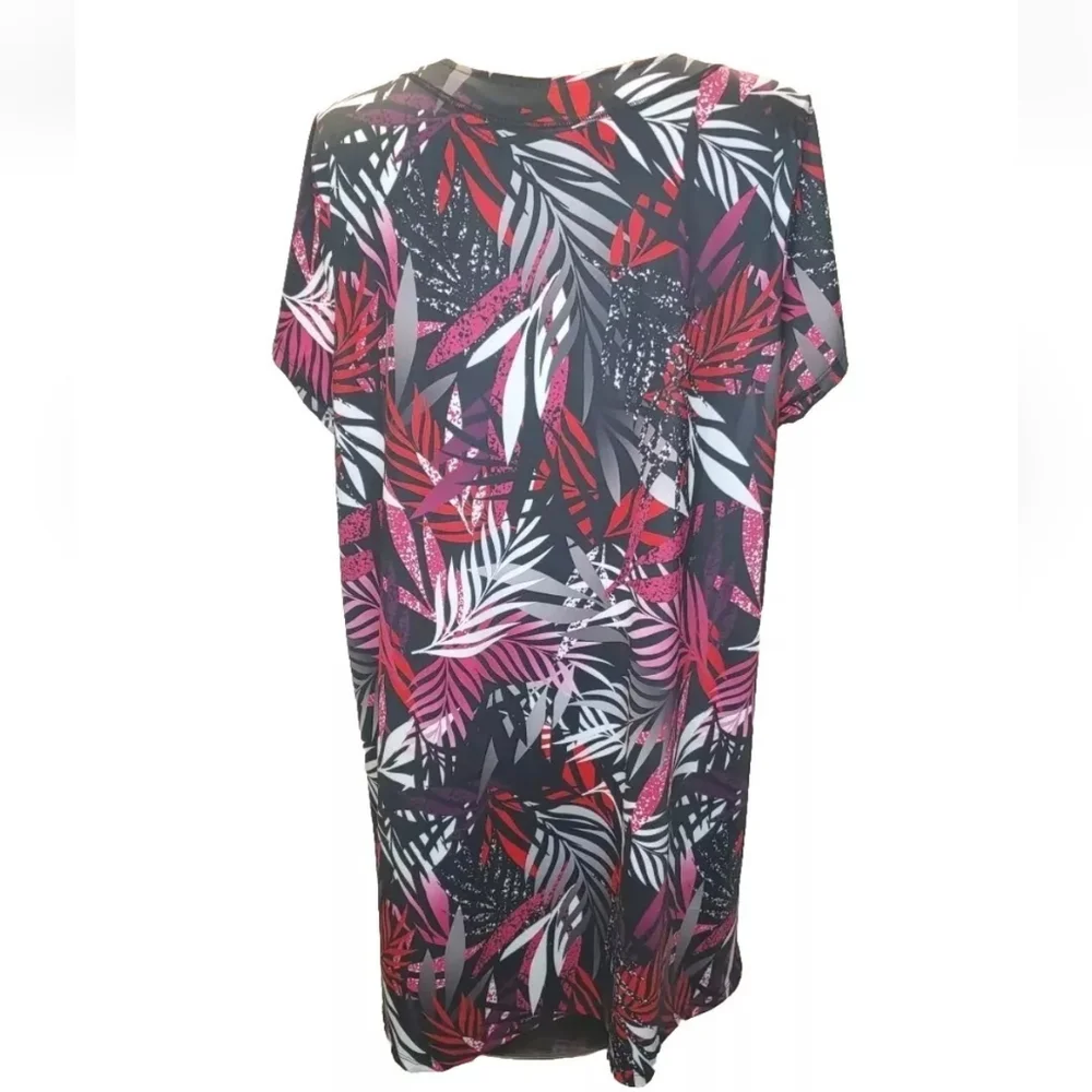 Swimsuits For All Swim Tunic Top Woman Plus 18W Tropical Palms Botanical Beach